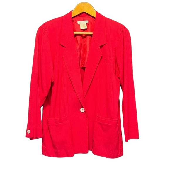 Vintage pink single breasted blazer lightweight textured MP - Picture 3 of 10